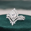 Vintage Style Bridal Ring Set, Pear Cut Center Stone