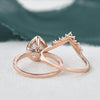 Vintage Style Bridal Ring Set, Pear Cut Center Stone