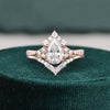 Vintage Style Bridal Ring Set, Pear Cut Center Stone