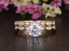 Vintage Style Bridal Ring Set, Round Cut